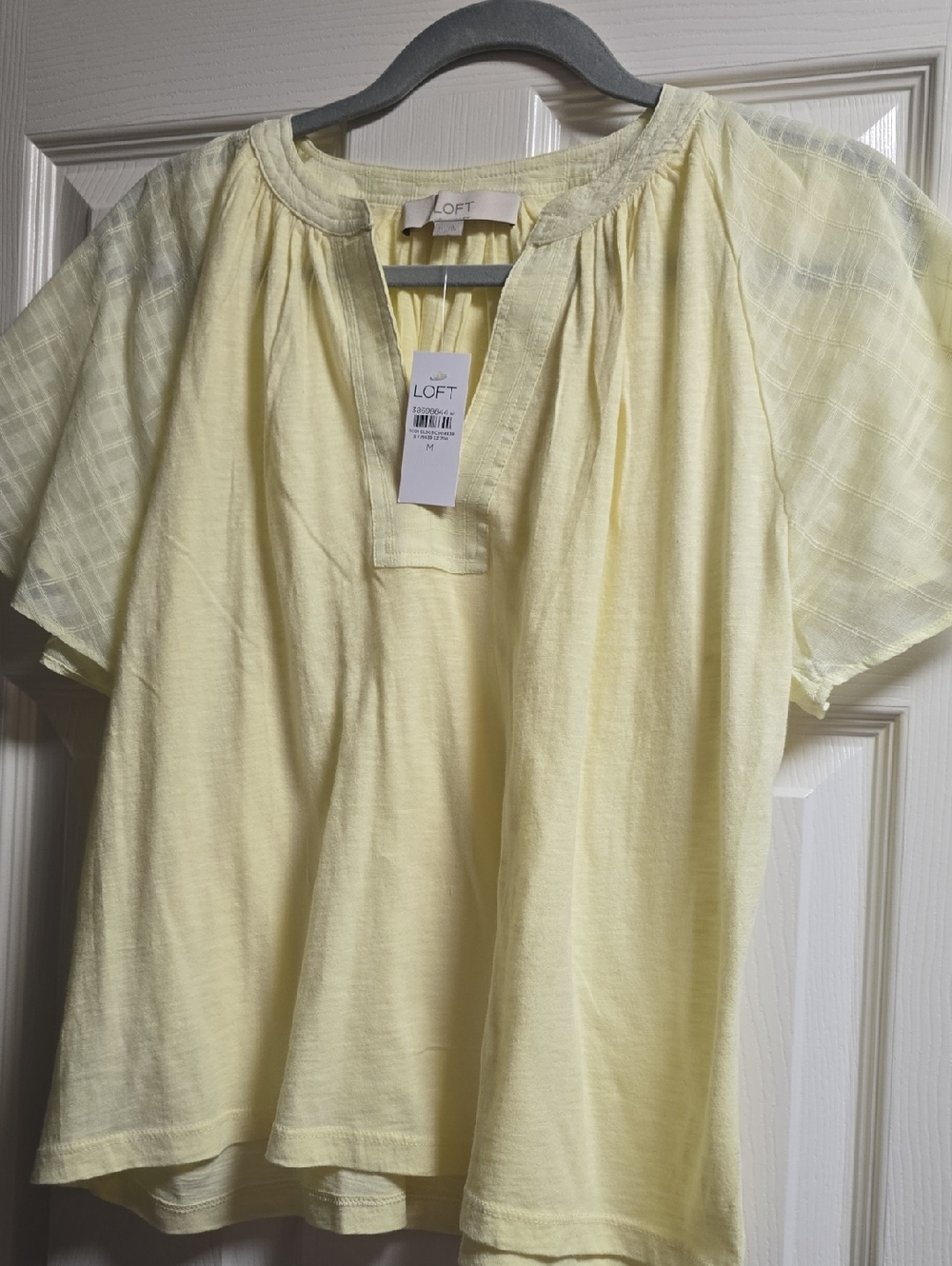 LOFT Pale Yellow Split-Neck Blouse